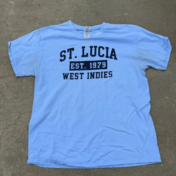 St. Lucia T-Shirt - Light Blue, Men's Large, Souvenir Tee - Picture 1 of 5